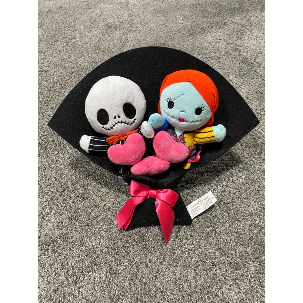 Disney Nightmare Before Christmas Jack & Sally Plush Bouquet Pink Bow Just Play